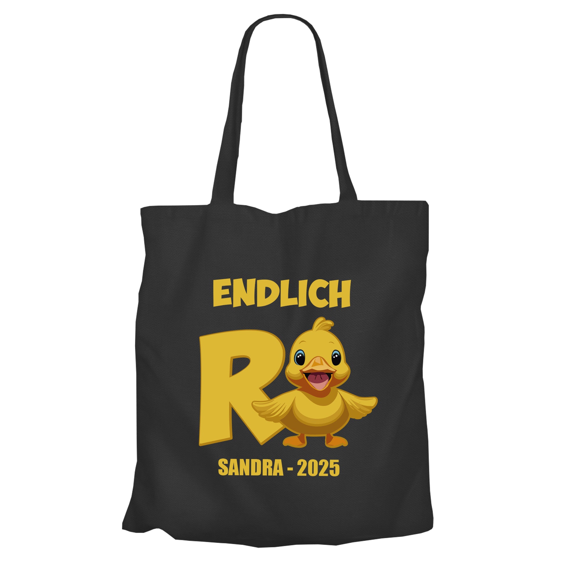 Jutebeutel Renter - Endlich Rente Ente - Süße Comic Ente - Rente Geschenk Schwarz - Fulima