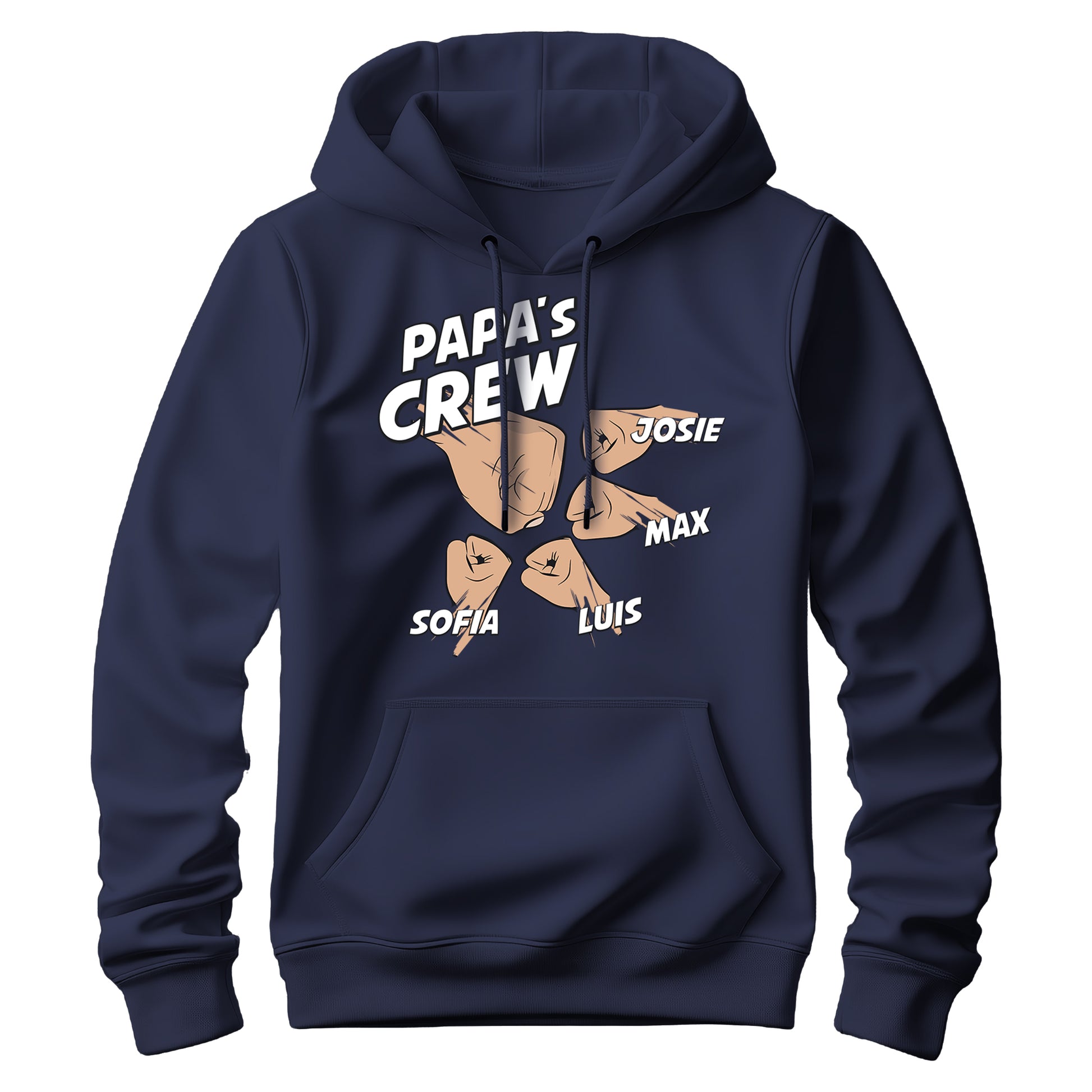 Papa Hoodie mit Namen - Papas Crew Faust von 2 bis 4 Kinder - Geschenk Papa Navy 4 Kinder - FULiMA®