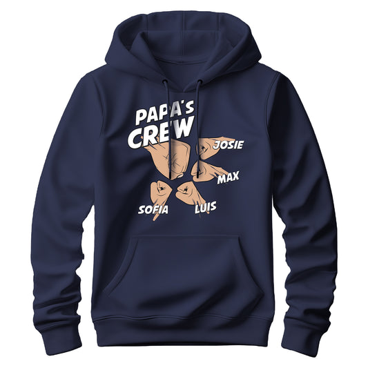 Papa Hoodie mit Namen - Papas Crew Faust von 2 bis 4 Kinder - Geschenk Papa Navy 4 Kinder - FULiMA®