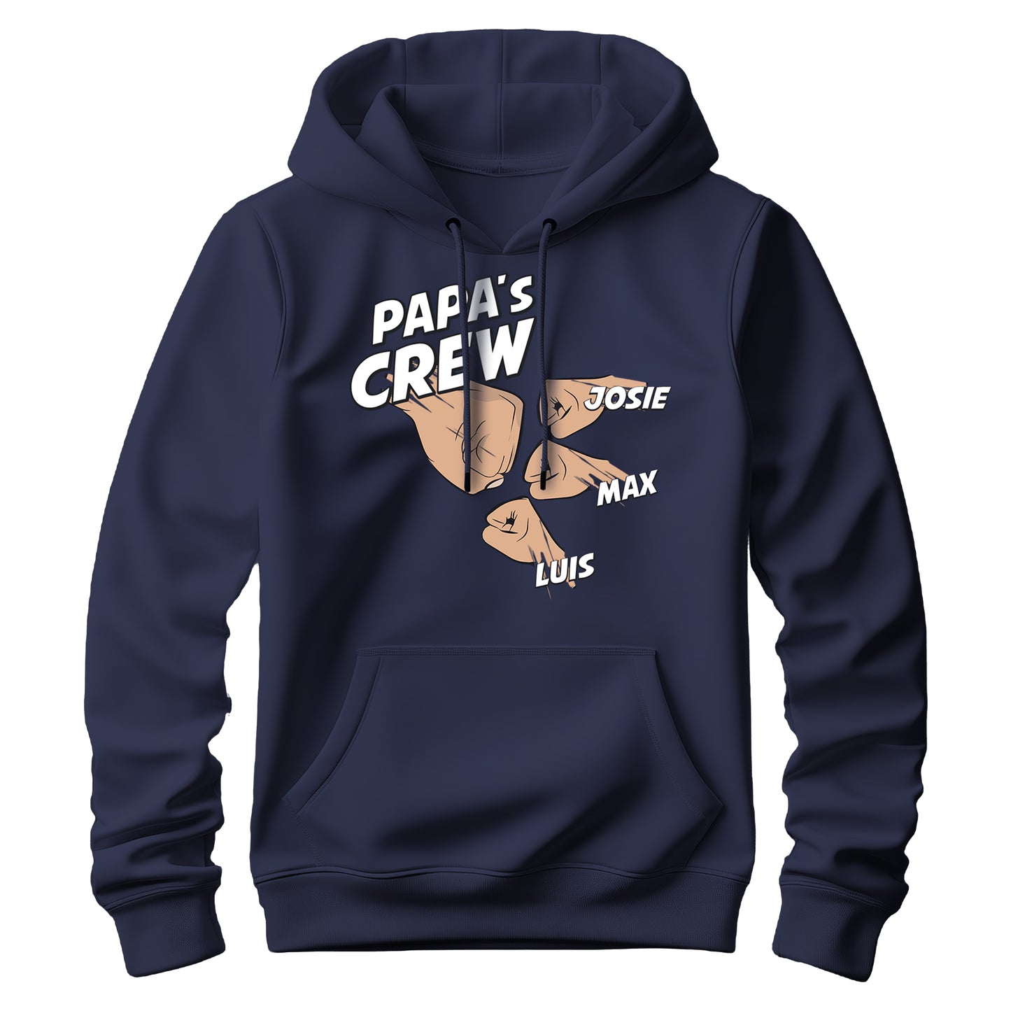 Papa Hoodie mit Namen - Papas Crew Faust von 2 bis 4 Kinder - Geschenk Papa Navy 3 Kinder - FULiMA®