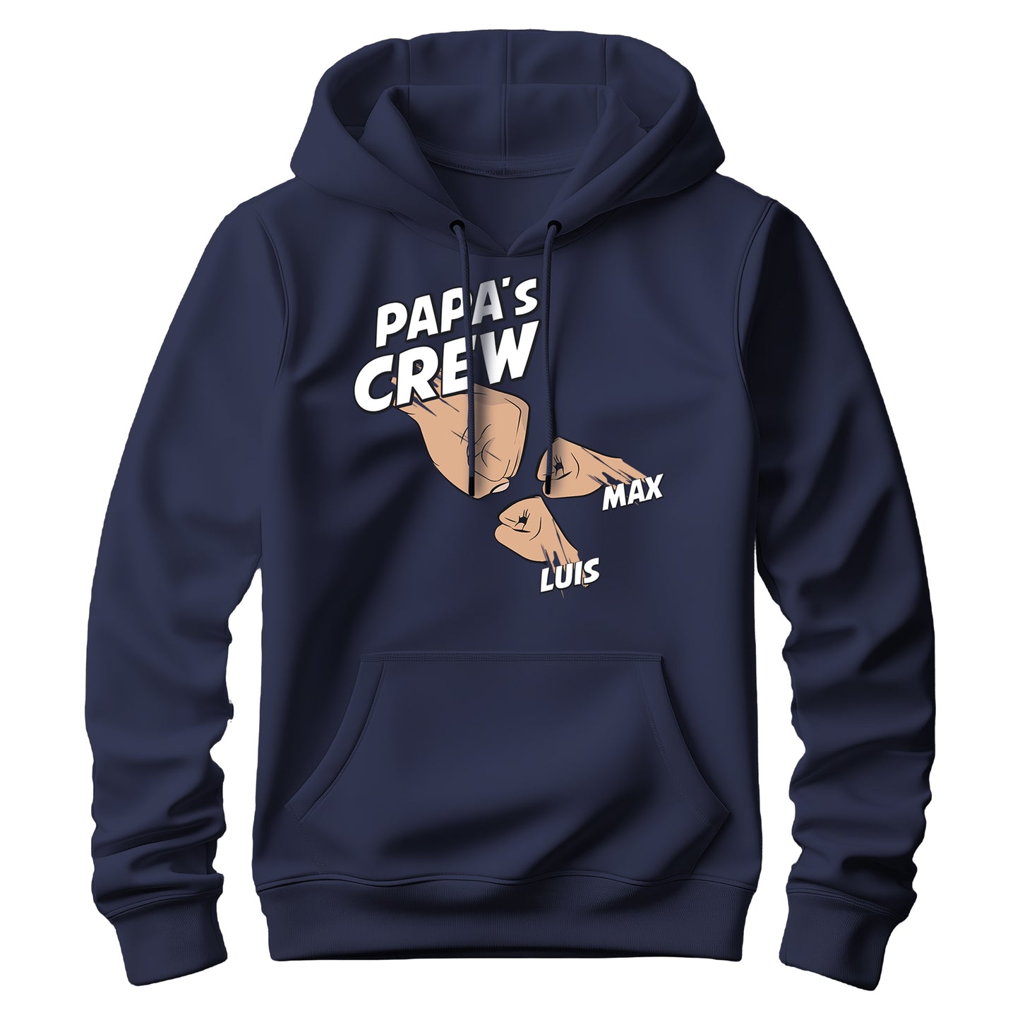 Papa Hoodie mit Namen - Papas Crew Faust von 2 bis 4 Kinder - Geschenk Papa Navy 2 Kinder - FULiMA®