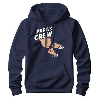 Papa Hoodie mit Namen - Papas Crew Faust von 2 bis 4 Kinder - Geschenk Papa Navy 2 Kinder - FULiMA®