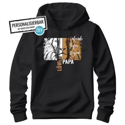 Papa Hoodie - Löwenpapa mit Namen der Kinder - Geschenk Papa - FULiMA®