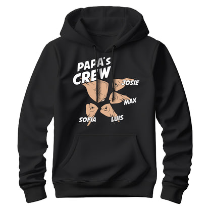 Papa Hoodie mit Namen - Papas Crew Faust von 2 bis 4 Kinder - Geschenk Papa Schwarz 4 Kinder - FULiMA®