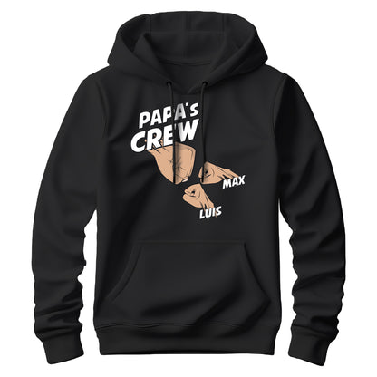 Papa Hoodie mit Namen - Papas Crew Faust von 2 bis 4 Kinder - Geschenk Papa Schwarz 2 Kinder - FULiMA®