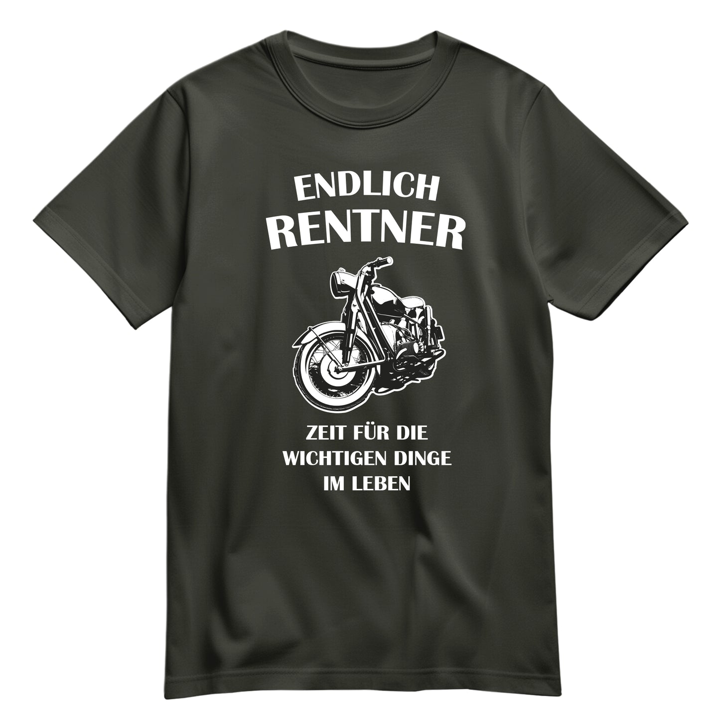 Rentner T Shirt - Endlich Rentner - Motorrad - Zeit für die wichtigen Dinge im Leben - Geschenk für Rentner Khaki - FULiMA®
