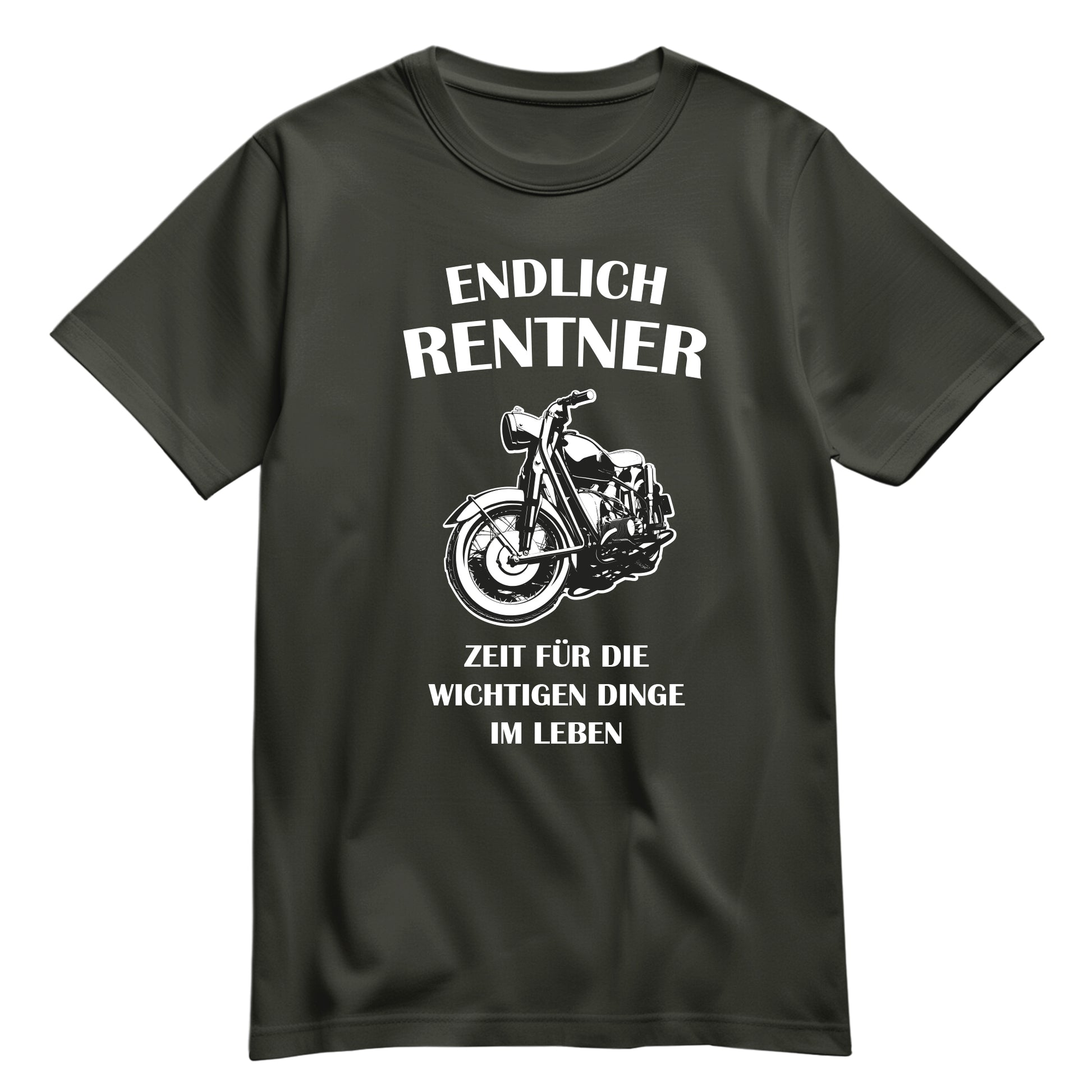 Rentner T Shirt - Endlich Rentner - Motorrad - Zeit für die wichtigen Dinge im Leben - Geschenk für Rentner Khaki - FULiMA®