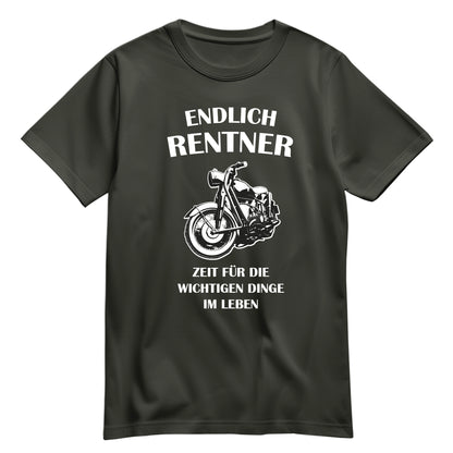 Rentner T Shirt - Endlich Rentner - Motorrad - Zeit für die wichtigen Dinge im Leben - Geschenk für Rentner Khaki - FULiMA®