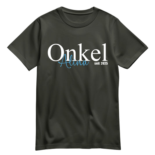 Onkel Shirt - Onkel Schriftzug mit Namen vom Kind - Geschenk Khaki - FULiMA®