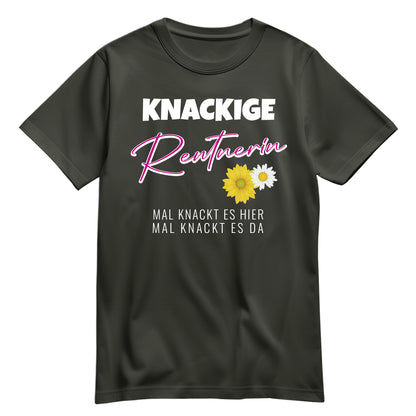 Rentnerin T Shirt - Knackige Rentnerin mal knackt es hier mal da - Spruch - Rente Geschenk Khaki - FULiMA®