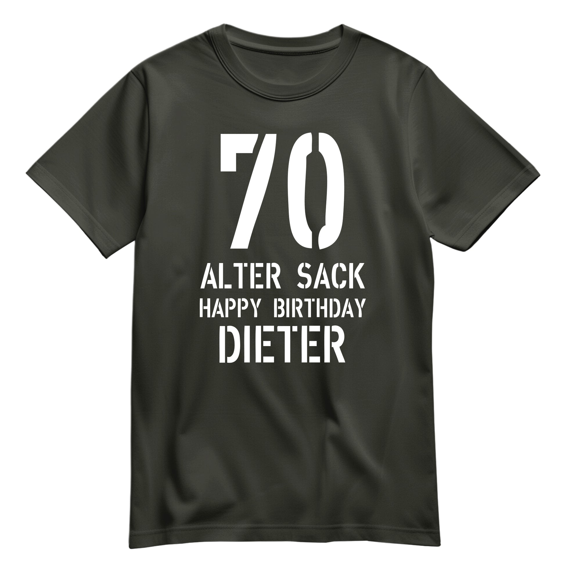 Geburtstag Shirt - 70 Alter Sack Happy Birthday mit Namen Khaki - FULiMA®