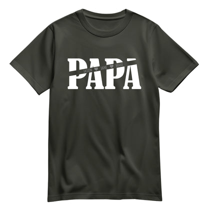 Papa T Shirt - Papa mit Namen der Kinder und Herzchen - Geschenkidee Khaki - FULiMA®