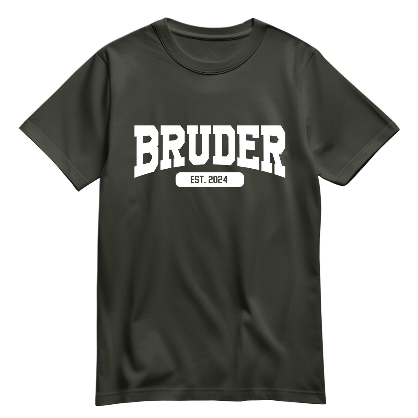 Bruder Shirt - Bruder est. Wunschjahr Collage Design - Geschenk Khaki - FULiMA®