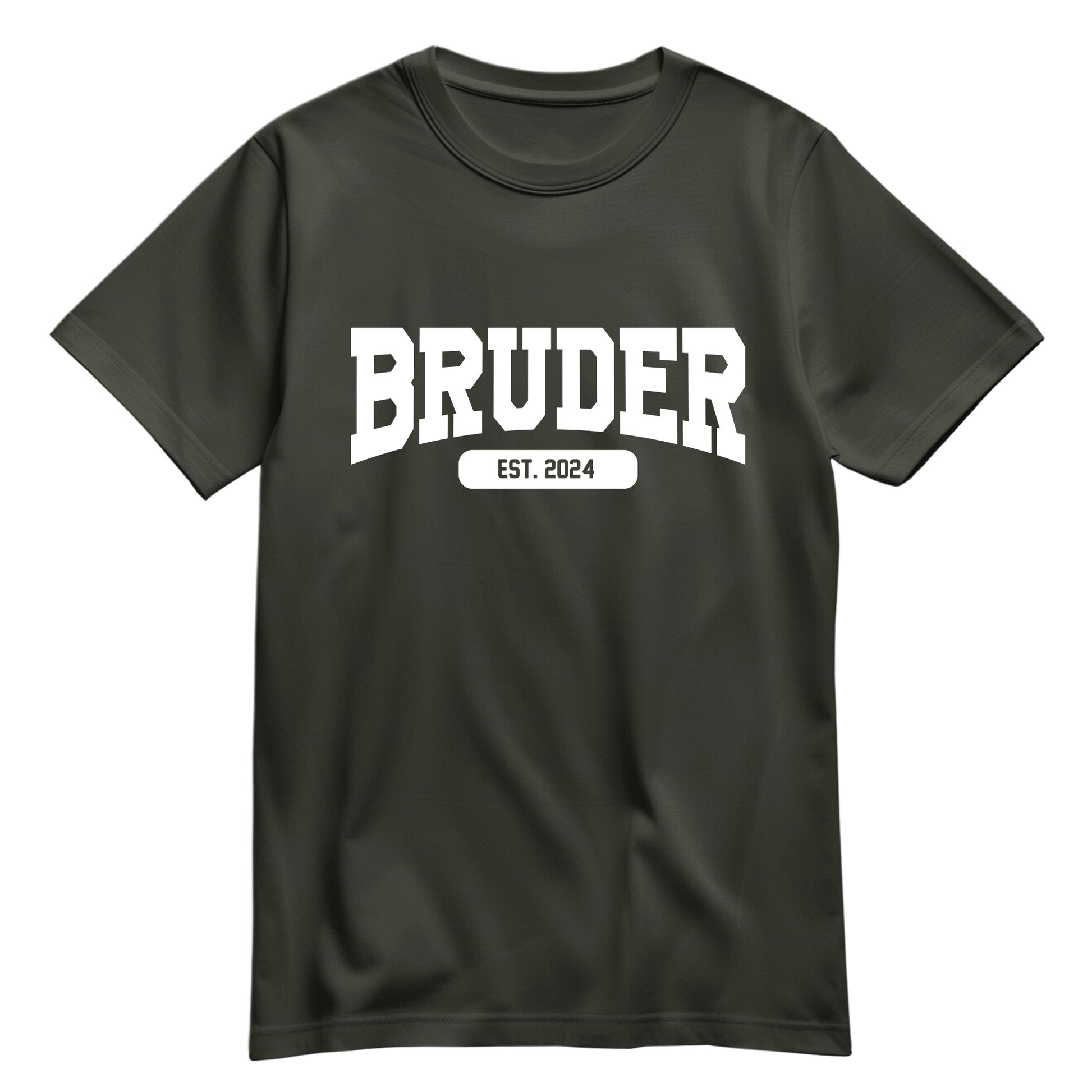 Bruder Shirt - Bruder est. Wunschjahr Collage Design - Geschenk Khaki - FULiMA®