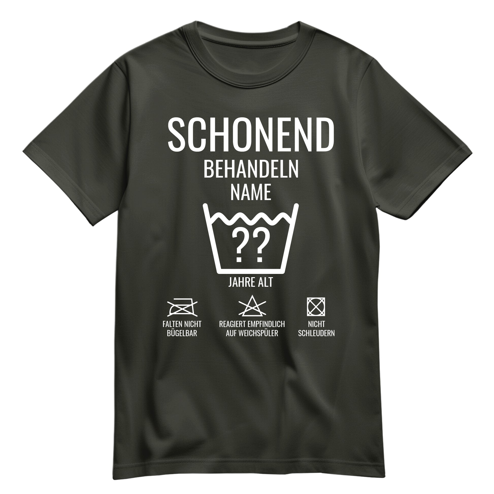 Geburtstagsshirt - Schonend behandeln - Jahrgang 30 bis 90 - Individuell wählbar Khaki - FULiMA®