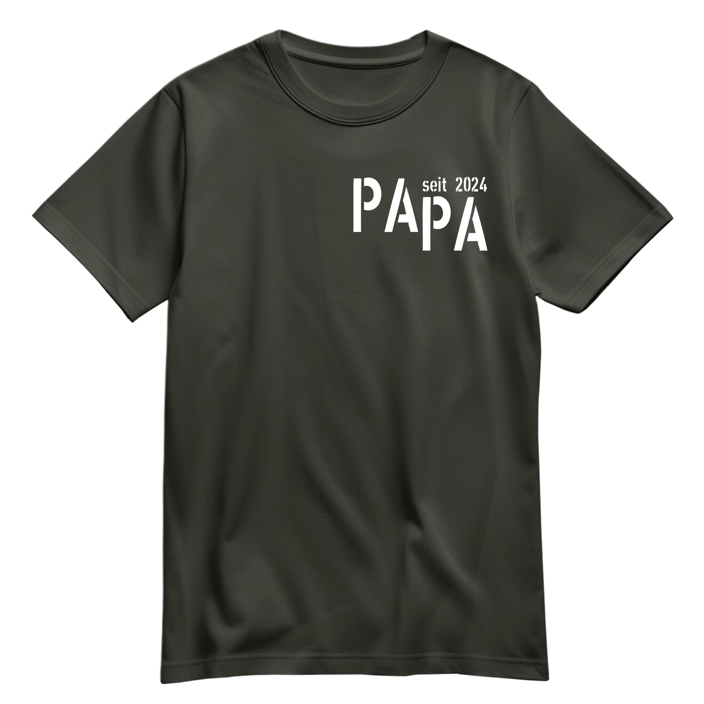 Papa T Shirt - PAPA seit Minimal - Dein Wunschjahr - Geschenkidee Khaki - FULiMA®