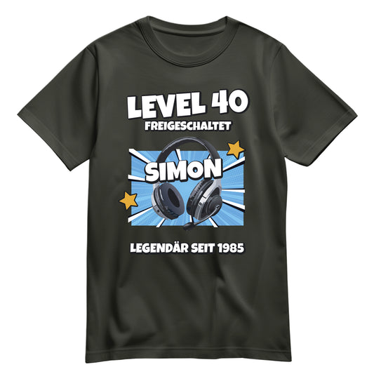 Geburtstagshirt - Level 40 freigeschaltet - Legendär - mit Namen Khaki - FULiMA®