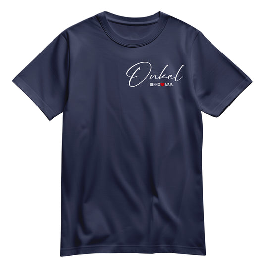 Onkel Shirt - Minimalistisch Onkel Schriftzug mit Namen der Kinder Navy - FULiMA®