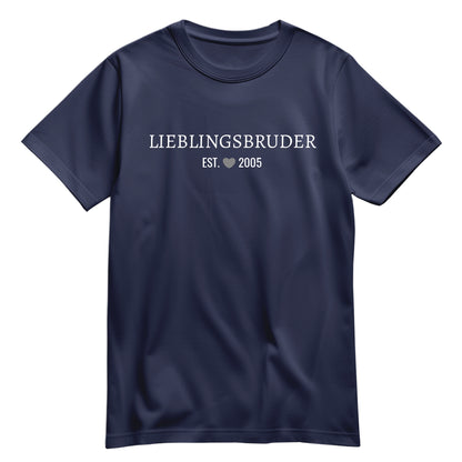 Bruder Shirt - Lieblingsbruder est. Wunschjahr Minimal - Geschenk Navy - FULiMA®