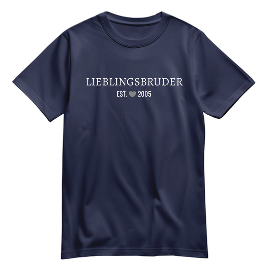 Bruder Shirt - Lieblingsbruder est. Wunschjahr Minimal - Geschenk Navy - FULiMA®