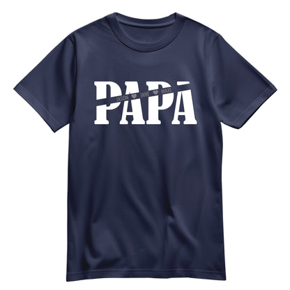 Papa T Shirt - Papa mit Namen der Kinder und Herzchen - Geschenkidee Navy - FULiMA®