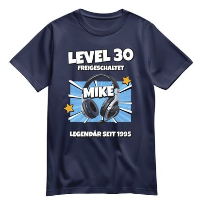 Geburtstagsshirt - Level 30 freigeschaltet - Legendär - mit Namen Navy - FULiMA®