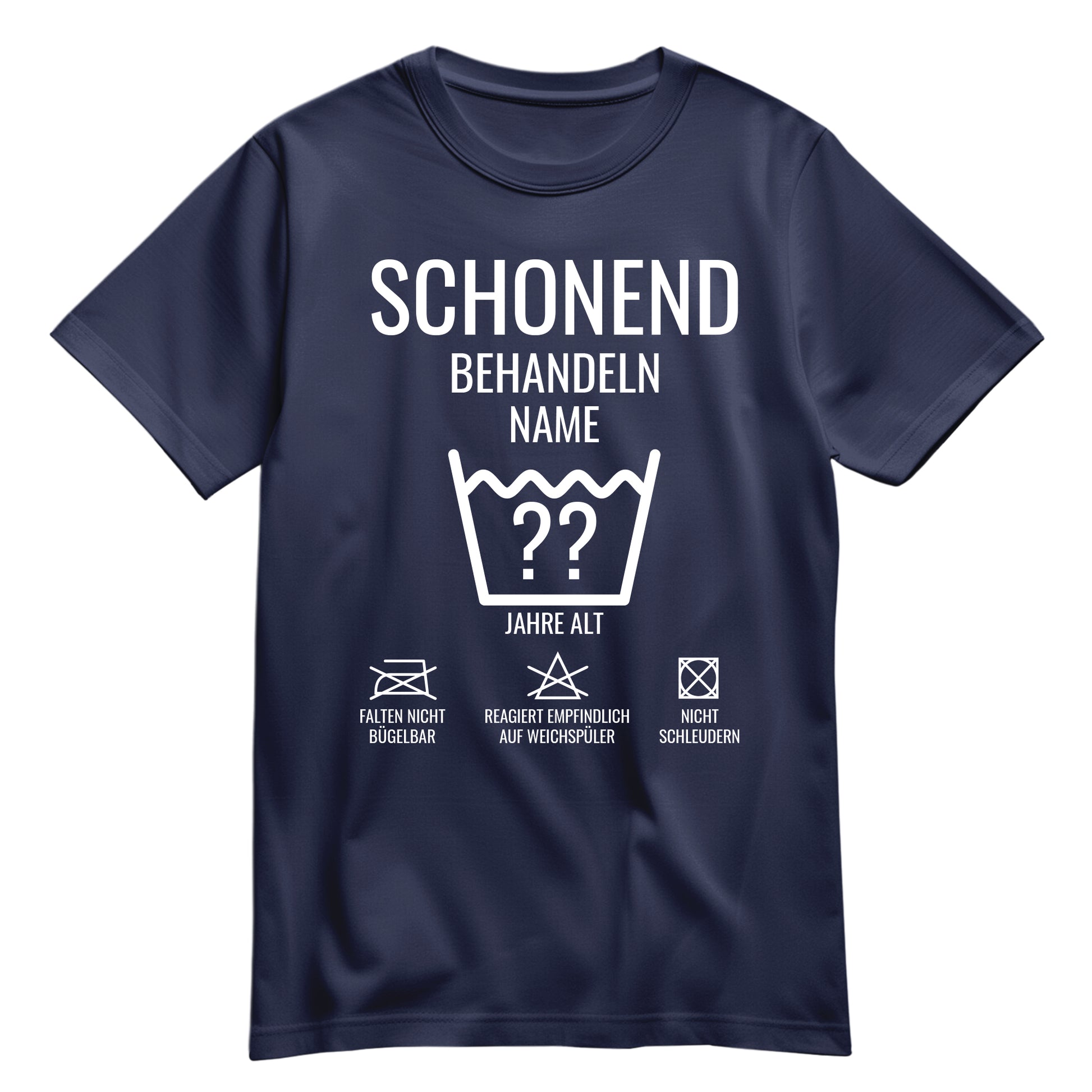 Geburtstagsshirt - Schonend behandeln - Jahrgang 30 bis 90 - Individuell wählbar Navy - FULiMA®