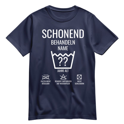 Geburtstagsshirt - Schonend behandeln - Jahrgang 30 bis 90 - Individuell wählbar Navy - FULiMA®