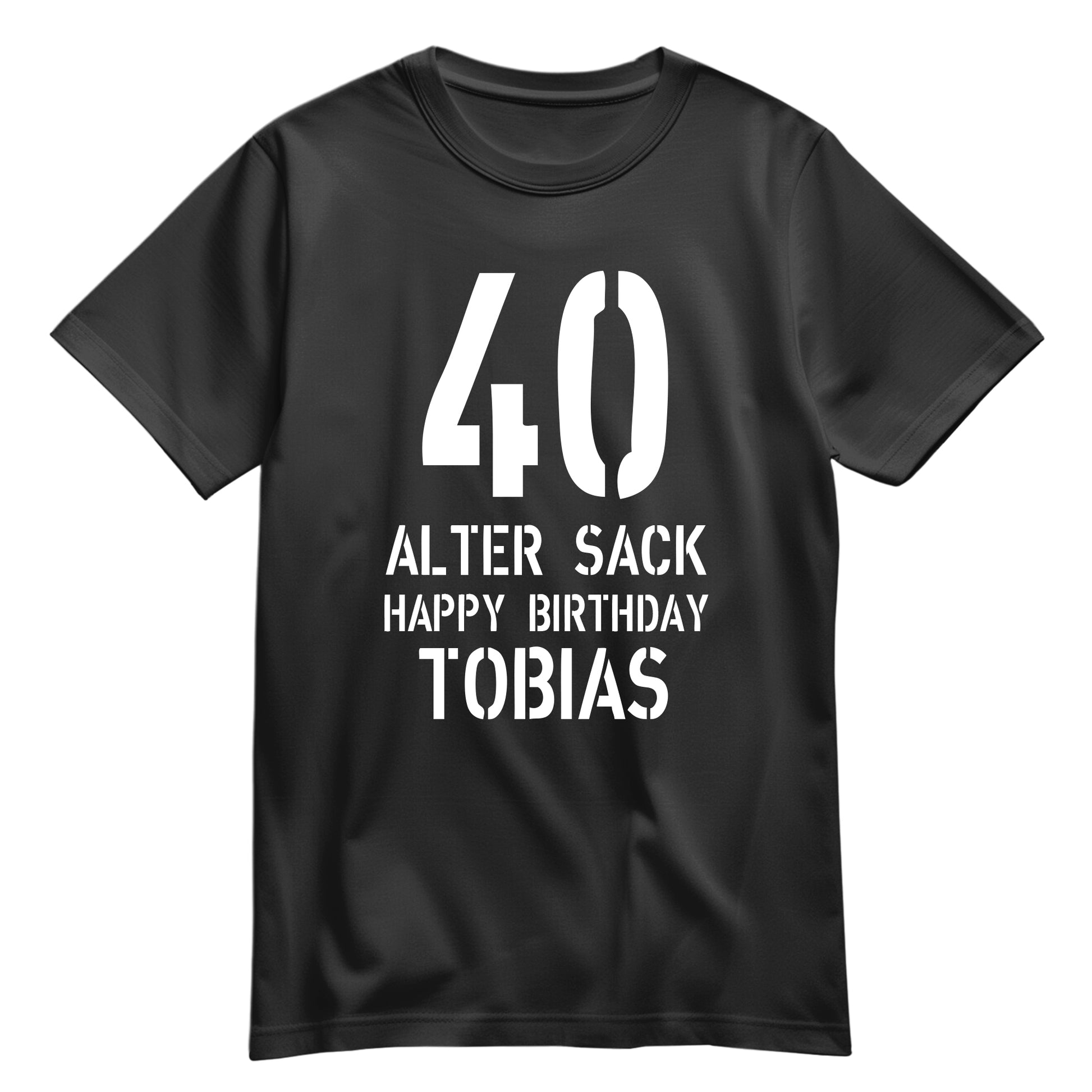 Geburtstag Shirt - 40 Alter Sack Happy Birthday mit Namen Schwarz - FULiMA®