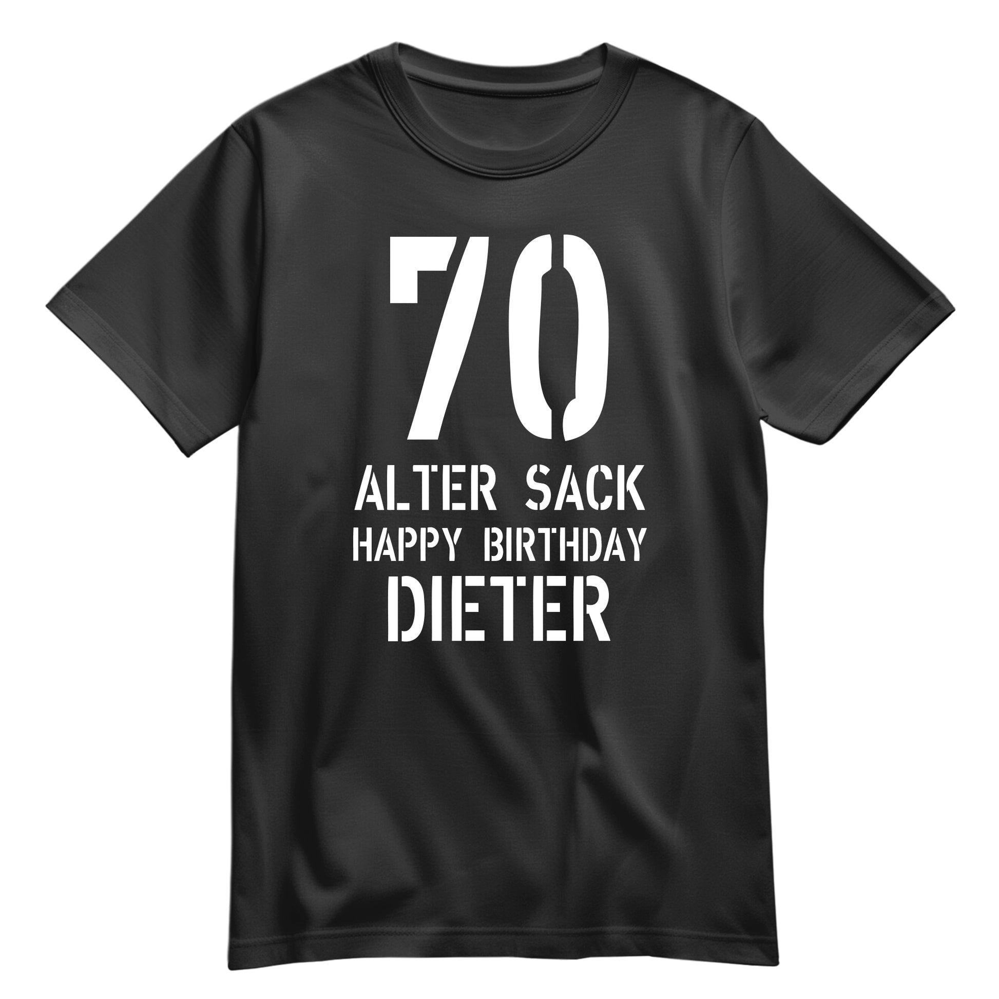 Geburtstag Shirt - 70 Alter Sack Happy Birthday mit Namen Schwarz - FULiMA®