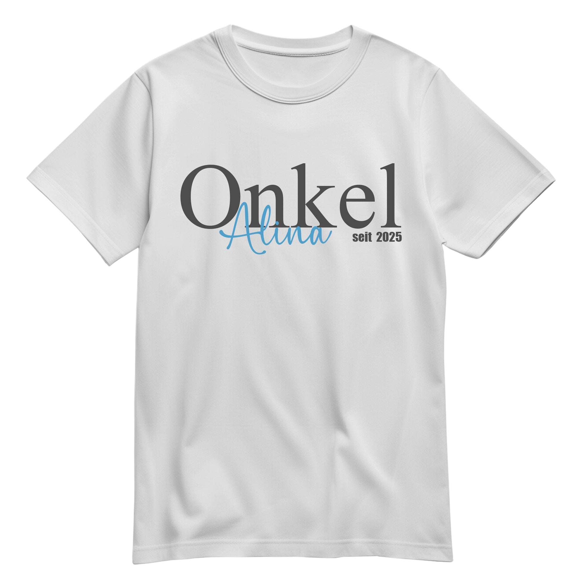 Onkel Shirt - Onkel Schriftzug mit Namen vom Kind - Geschenk Weiß - FULiMA®