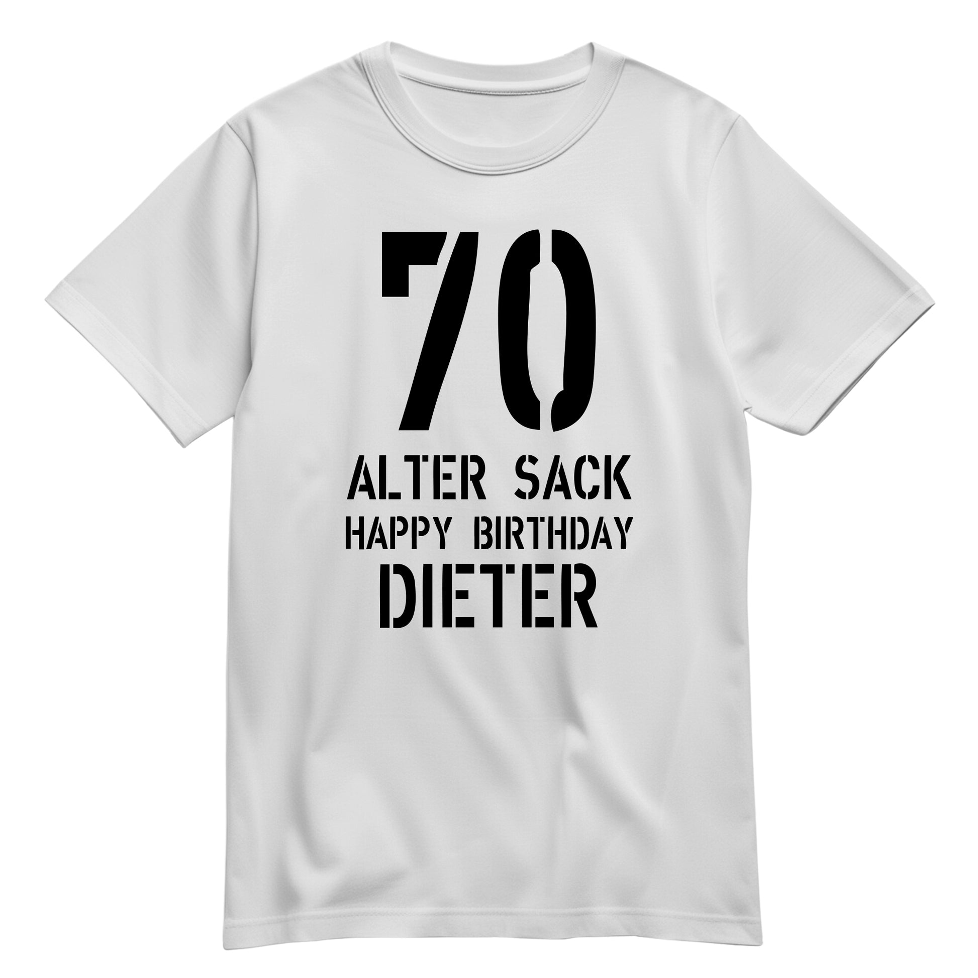 Geburtstag Shirt - 70 Alter Sack Happy Birthday mit Namen Weiß - FULiMA®