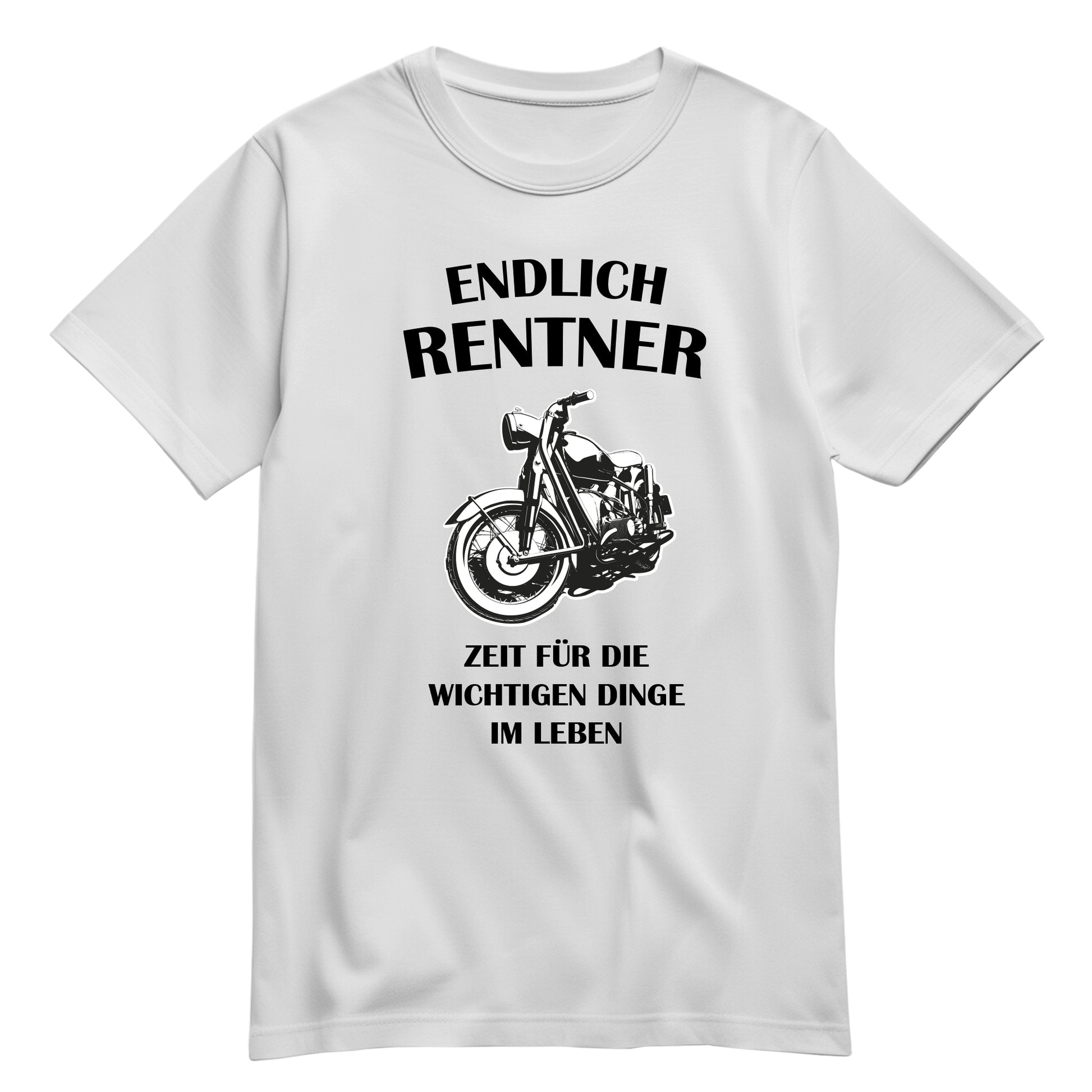 Rentner T Shirt - Endlich Rentner - Motorrad - Zeit für die wichtigen Dinge im Leben - Geschenk für Rentner Weiß - FULiMA®