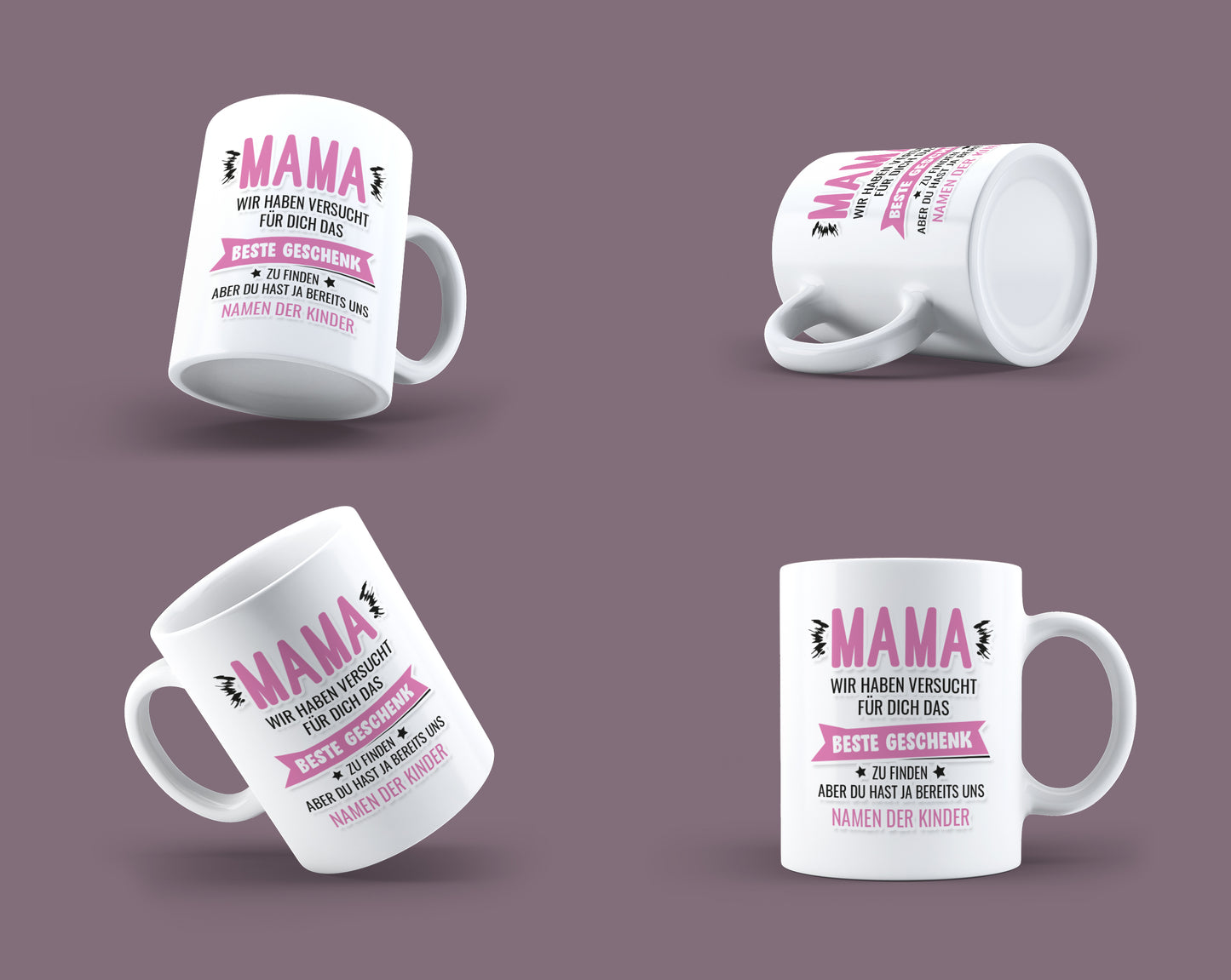Mama wir haben versucht das beste Geschenk für dich zu finden Tasse personalisiert mit Namen